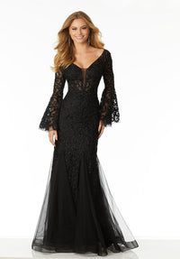 Front view of the Morilee 42008 Prom Dress Black
