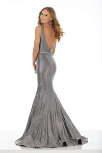 Back view of the Morilee 42062 Prom Dress Gunmetal