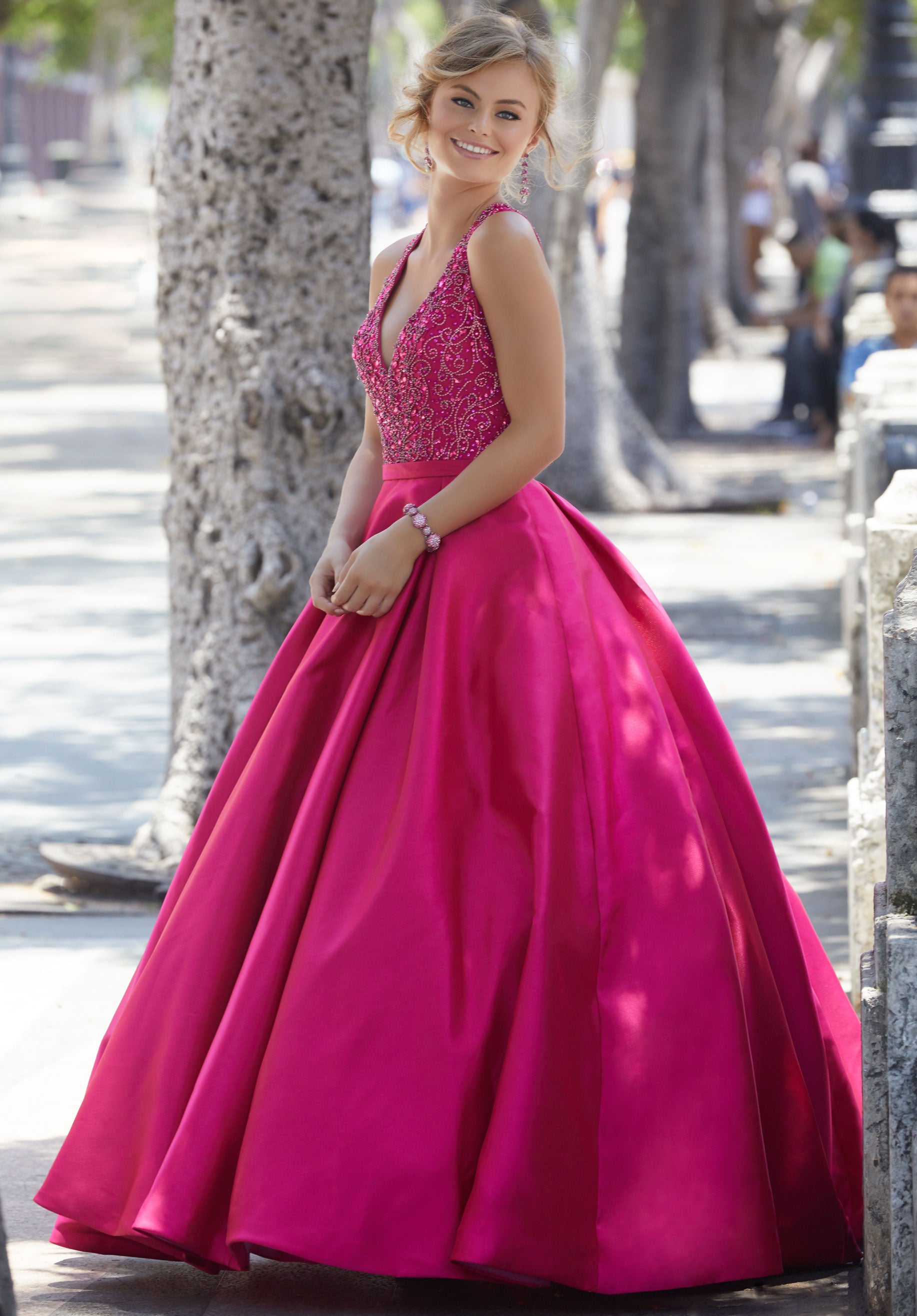 Model wearing the Morilee 42088 Prom Dress Berry
