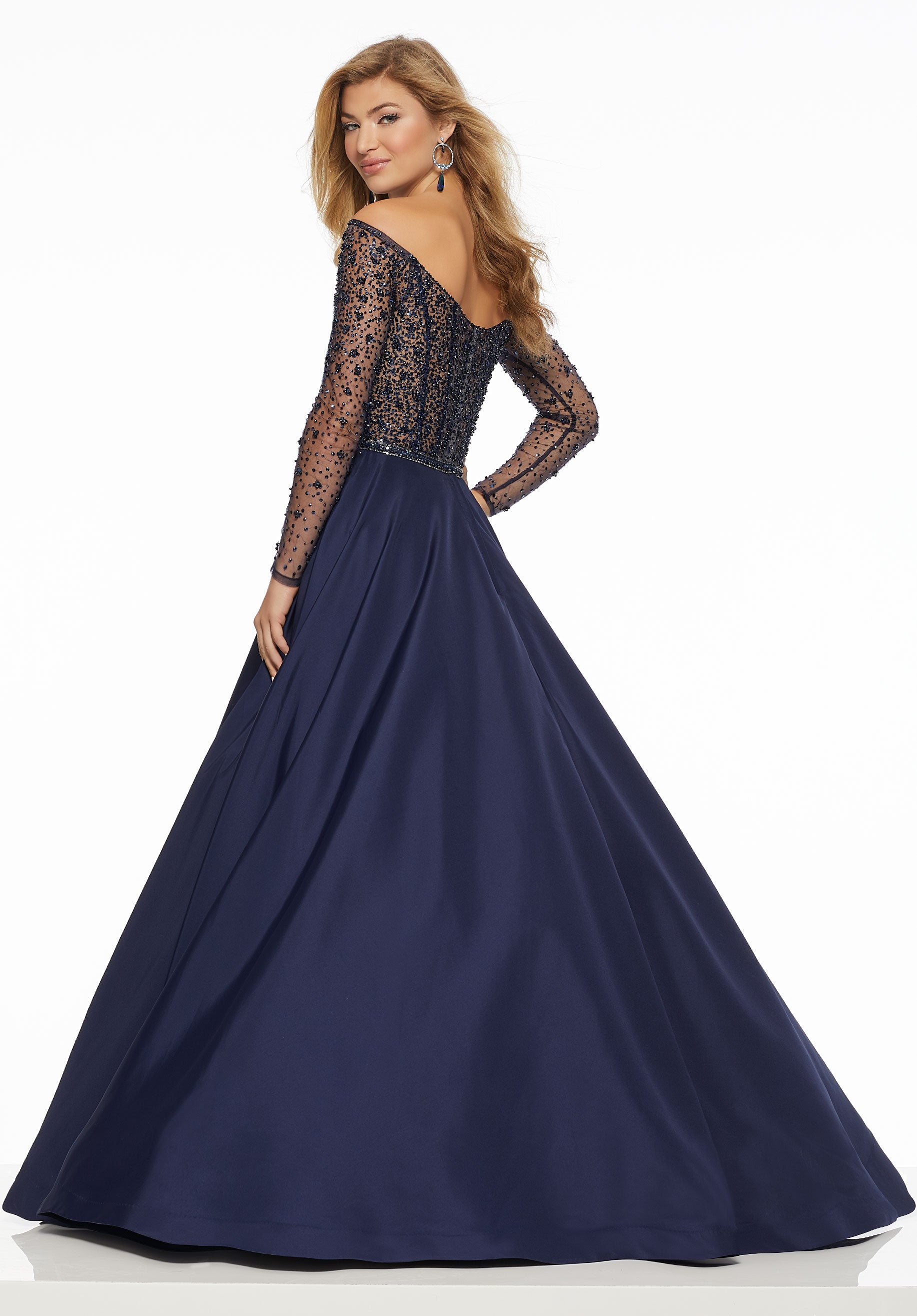 Back view of the Morilee 43031 Prom Dress Navy