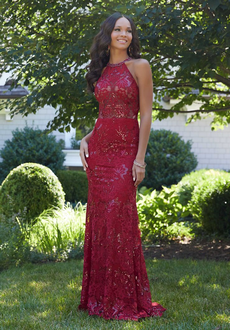 Model wearing the Morilee 43135 Prom Dress Cherry