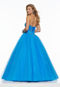 Back view of the Morilee 43140 Blue Prom Dress